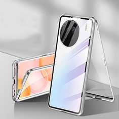 Coque Rebord Bumper Luxe Aluminum Metal Miroir 360 Degres Housse Etui Aimant P04 pour OnePlus 11 5G Argent