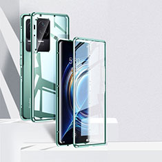 Coque Rebord Bumper Luxe Aluminum Metal Miroir 360 Degres Housse Etui Aimant P04 pour Xiaomi Redmi K50 5G Vert