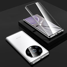 Coque Rebord Bumper Luxe Aluminum Metal Miroir 360 Degres Housse Etui Aimant P05 pour Huawei Honor Magic4 5G Argent