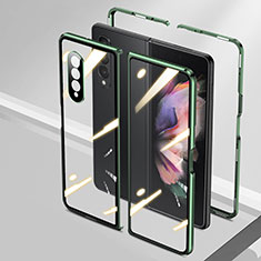 Coque Rebord Bumper Luxe Aluminum Metal Miroir 360 Degres Housse Etui Aimant P05 pour Samsung Galaxy Z Fold3 5G Vert