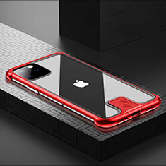 Coque Rebord Bumper Luxe Aluminum Metal Miroir 360 Degres Housse Etui Aimant pour Apple iPhone 11 Pro Max Rouge