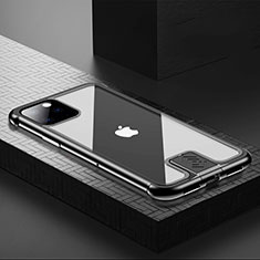 Coque Rebord Bumper Luxe Aluminum Metal Miroir 360 Degres Housse Etui Aimant pour Apple iPhone 11 Pro Noir