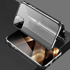 Coque Rebord Bumper Luxe Aluminum Metal Miroir 360 Degres Housse Etui Aimant pour Apple iPhone 15 Noir