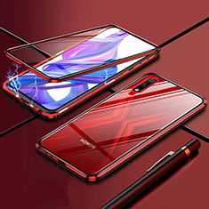 Coque Rebord Bumper Luxe Aluminum Metal Miroir 360 Degres Housse Etui Aimant pour Huawei Enjoy 10 Rouge