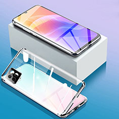 Coque Rebord Bumper Luxe Aluminum Metal Miroir 360 Degres Housse Etui Aimant pour Huawei Enjoy 20 5G Argent