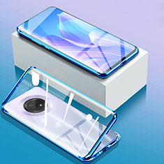 Coque Rebord Bumper Luxe Aluminum Metal Miroir 360 Degres Housse Etui Aimant pour Huawei Enjoy 20 Plus 5G Bleu