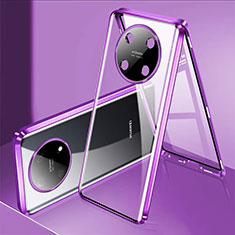 Coque Rebord Bumper Luxe Aluminum Metal Miroir 360 Degres Housse Etui Aimant pour Huawei Enjoy 50 Pro Violet