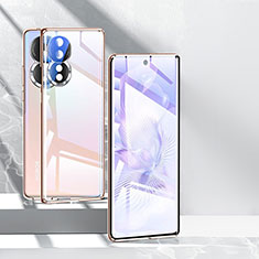 Coque Rebord Bumper Luxe Aluminum Metal Miroir 360 Degres Housse Etui Aimant pour Huawei Honor 80 5G Or