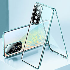 Coque Rebord Bumper Luxe Aluminum Metal Miroir 360 Degres Housse Etui Aimant pour Huawei Honor 90 Pro 5G Bleu