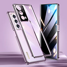 Coque Rebord Bumper Luxe Aluminum Metal Miroir 360 Degres Housse Etui Aimant pour Huawei Honor Magic Vs2 5G Violet