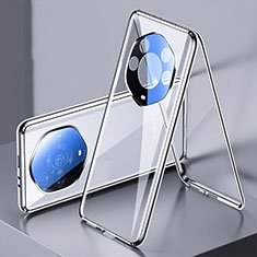 Coque Rebord Bumper Luxe Aluminum Metal Miroir 360 Degres Housse Etui Aimant pour Huawei Honor Magic3 Pro+ Plus 5G Argent