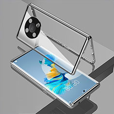 Coque Rebord Bumper Luxe Aluminum Metal Miroir 360 Degres Housse Etui Aimant pour Huawei Honor Magic4 Lite 5G Argent