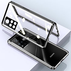 Coque Rebord Bumper Luxe Aluminum Metal Miroir 360 Degres Housse Etui Aimant pour Huawei Honor V40 5G Noir