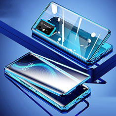 Coque Rebord Bumper Luxe Aluminum Metal Miroir 360 Degres Housse Etui Aimant pour Huawei Honor X10 Max 5G Bleu