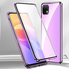 Coque Rebord Bumper Luxe Aluminum Metal Miroir 360 Degres Housse Etui Aimant pour Huawei Honor X30i Violet