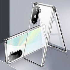 Coque Rebord Bumper Luxe Aluminum Metal Miroir 360 Degres Housse Etui Aimant pour Huawei Honor X50i 5G Argent