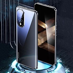 Coque Rebord Bumper Luxe Aluminum Metal Miroir 360 Degres Housse Etui Aimant pour Huawei Honor X7b Noir