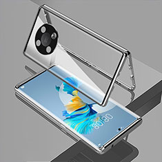 Coque Rebord Bumper Luxe Aluminum Metal Miroir 360 Degres Housse Etui Aimant pour Huawei Honor X9 5G Argent