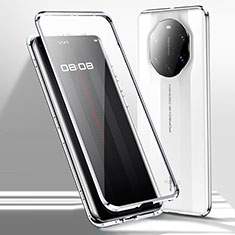 Coque Rebord Bumper Luxe Aluminum Metal Miroir 360 Degres Housse Etui Aimant pour Huawei Mate 40 RS Blanc