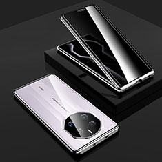 Coque Rebord Bumper Luxe Aluminum Metal Miroir 360 Degres Housse Etui Aimant pour Huawei Mate 50 RS Argent