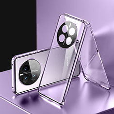 Coque Rebord Bumper Luxe Aluminum Metal Miroir 360 Degres Housse Etui Aimant pour Huawei Mate 50 Violet