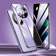 Coque Rebord Bumper Luxe Aluminum Metal Miroir 360 Degres Housse Etui Aimant pour Huawei Mate 60 Violet