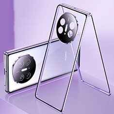 Coque Rebord Bumper Luxe Aluminum Metal Miroir 360 Degres Housse Etui Aimant pour Huawei Mate X5 Violet