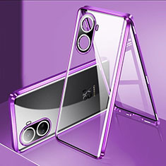 Coque Rebord Bumper Luxe Aluminum Metal Miroir 360 Degres Housse Etui Aimant pour Huawei Nova 10 SE Violet