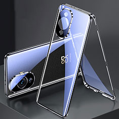 Coque Rebord Bumper Luxe Aluminum Metal Miroir 360 Degres Housse Etui Aimant pour Huawei Nova 11 Noir