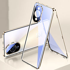 Coque Rebord Bumper Luxe Aluminum Metal Miroir 360 Degres Housse Etui Aimant pour Huawei Nova 11 Ultra Or