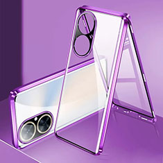 Coque Rebord Bumper Luxe Aluminum Metal Miroir 360 Degres Housse Etui Aimant pour Huawei Nova 11i Violet