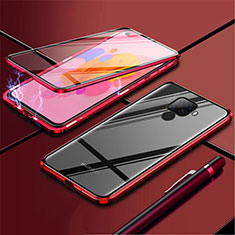 Coque Rebord Bumper Luxe Aluminum Metal Miroir 360 Degres Housse Etui Aimant pour Huawei Nova 5i Pro Rouge