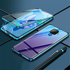 Coque Rebord Bumper Luxe Aluminum Metal Miroir 360 Degres Housse Etui Aimant pour Huawei Nova 5z Bleu