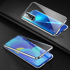 Coque Rebord Bumper Luxe Aluminum Metal Miroir 360 Degres Housse Etui Aimant pour Huawei Nova 7 5G Argent