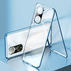 Coque Rebord Bumper Luxe Aluminum Metal Miroir 360 Degres Housse Etui Aimant pour Huawei Nova 9 Bleu