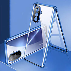 Coque Rebord Bumper Luxe Aluminum Metal Miroir 360 Degres Housse Etui Aimant pour Huawei Nova Y70 Plus Bleu