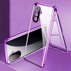 Coque Rebord Bumper Luxe Aluminum Metal Miroir 360 Degres Housse Etui Aimant pour Huawei Nova Y70 Plus Violet