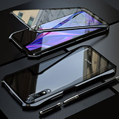 Coque Rebord Bumper Luxe Aluminum Metal Miroir 360 Degres Housse Etui Aimant pour Huawei P Smart Pro (2019) Noir