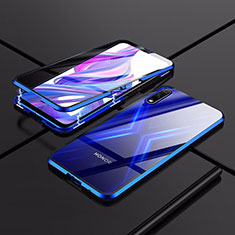 Coque Rebord Bumper Luxe Aluminum Metal Miroir 360 Degres Housse Etui Aimant pour Huawei P Smart Z (2019) Bleu