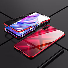 Coque Rebord Bumper Luxe Aluminum Metal Miroir 360 Degres Housse Etui Aimant pour Huawei P Smart Z (2019) Rouge