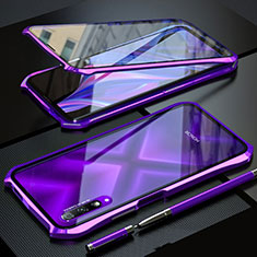 Coque Rebord Bumper Luxe Aluminum Metal Miroir 360 Degres Housse Etui Aimant pour Huawei Y9s Violet