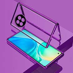 Coque Rebord Bumper Luxe Aluminum Metal Miroir 360 Degres Housse Etui Aimant pour OnePlus 11R 5G Violet