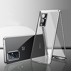 Coque Rebord Bumper Luxe Aluminum Metal Miroir 360 Degres Housse Etui Aimant pour OnePlus 9 5G Argent