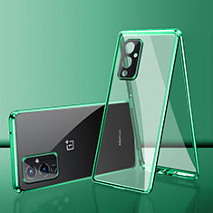 Coque Rebord Bumper Luxe Aluminum Metal Miroir 360 Degres Housse Etui Aimant pour OnePlus 9 5G Vert