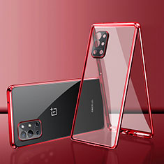 Coque Rebord Bumper Luxe Aluminum Metal Miroir 360 Degres Housse Etui Aimant pour OnePlus 9R 5G Rouge