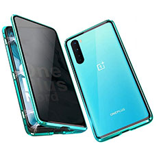 Coque Rebord Bumper Luxe Aluminum Metal Miroir 360 Degres Housse Etui Aimant pour OnePlus Nord Vert