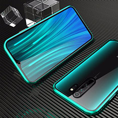 Coque Rebord Bumper Luxe Aluminum Metal Miroir 360 Degres Housse Etui Aimant pour Oppo A11X Vert