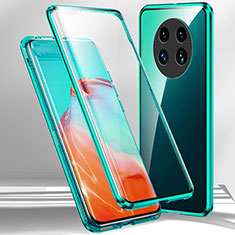 Coque Rebord Bumper Luxe Aluminum Metal Miroir 360 Degres Housse Etui Aimant pour Oppo A2 Pro 5G Vert