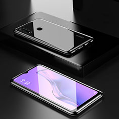 Coque Rebord Bumper Luxe Aluminum Metal Miroir 360 Degres Housse Etui Aimant pour Oppo A31 Noir