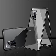 Coque Rebord Bumper Luxe Aluminum Metal Miroir 360 Degres Housse Etui Aimant pour Oppo A56 5G Noir